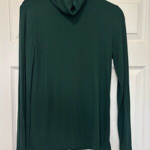LOFT Forest Green Ribbed Hooded Top